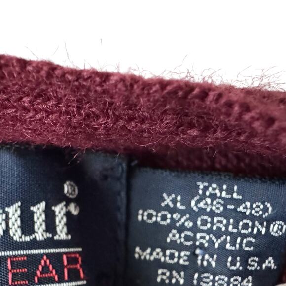 Vintage Par Four Sportswear Cardigan Sweater Men Sz XL Tall Maroon Grandpa Golf - Picture 6 of 11